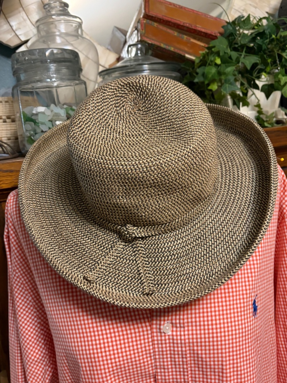 Orvis Packable Two-Tone Woven Knit Paper Travel Sun Sunday Afternoons Kauai Hat